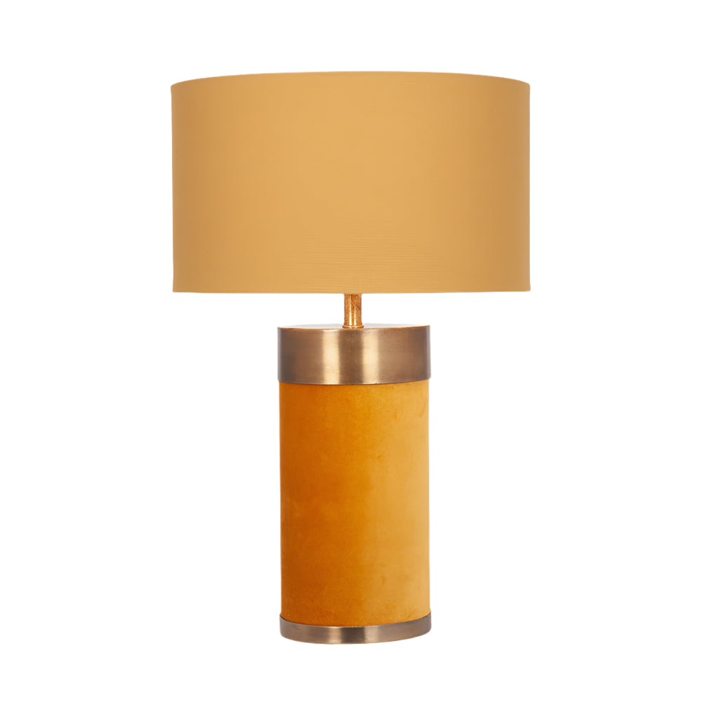 Dempsey Mustard Velvet & Antique Gold Metal Table Lamp - Base Only